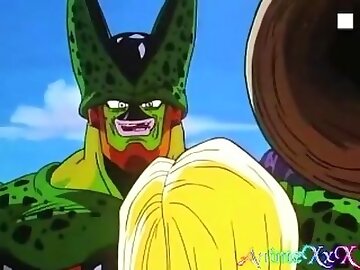 DBZ Cell Fucks android 18 deep Pussy drill till she is all his to absorbe