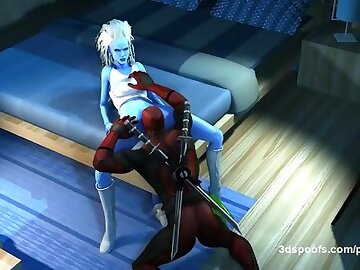 Copycat and Deadpool fuck all night in a dripping wet pussy filled time