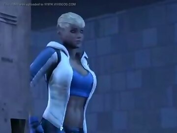 Mortal Kombat Cassie Cage fucked and creampie in the gym locker room