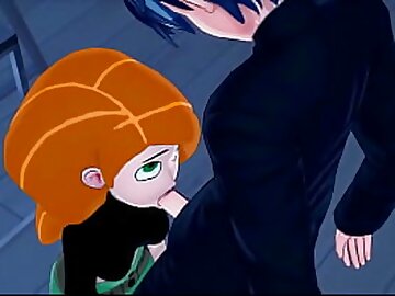 Kim Possible sucks dick before getting fucked on a table.