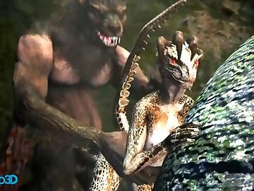 A Werewolf and an Argorian Maiden Merged in a Passionate Coitus (Skyrim / Hentai)