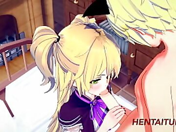 Genshin Impact Hentai - Fischl having sex and enjoy doing a blowjob and being fucked with creampie 1/2