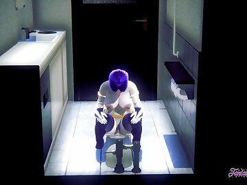 Teen Titans Hentai - Raven peeing in a japanese toilet