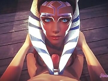 Starwars Hentai POV Ahsoka 3D 4D - blowjob and fucked cowgirl stily with creampie