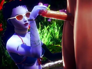 Widowmaker PLAYS WITH SEX TOYS IN NATURE / 3D HENTAI