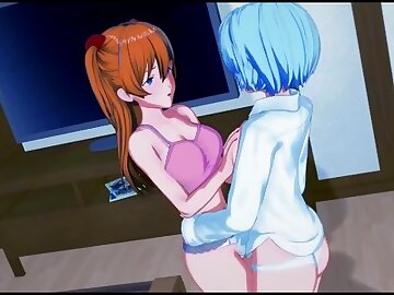 Rei and Asuka take turns licking pussy - Neon Genesis Evangelion Hentai.