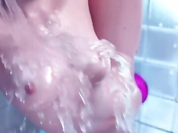 Babe in the shower hot orgasm