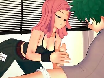 Mei Hatsume does 69 with Deku then rides his cock. My Hero Academia Hentai.