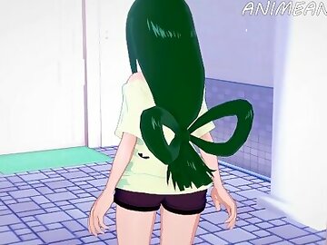 Tsuyu Asui Hide in the School Toilets and Side Fuck with Midoriya Izuku - My Hero Academia Hentai