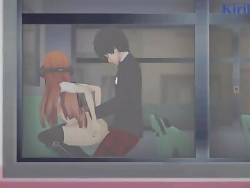 Futaba Sakura and Ren Amamiya have deep fucking on the bus. - Persona 5 Hentai