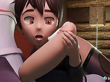 Winter Futa Pair Evening with Cumming in Mouth (with sound) 3d animation hentai game ASMR anal toy